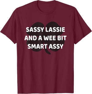 Cute Sassy Lassie Irish shamrock Funny St Patricks Day T-Shirt - T-Shirt | Maroon