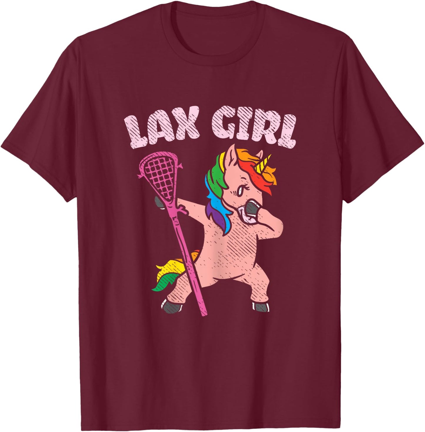 Lax Girl Unicorn Cute Animal Lacrosse Player Team Women Gift T-Shirt - T-Shirt | Maroon