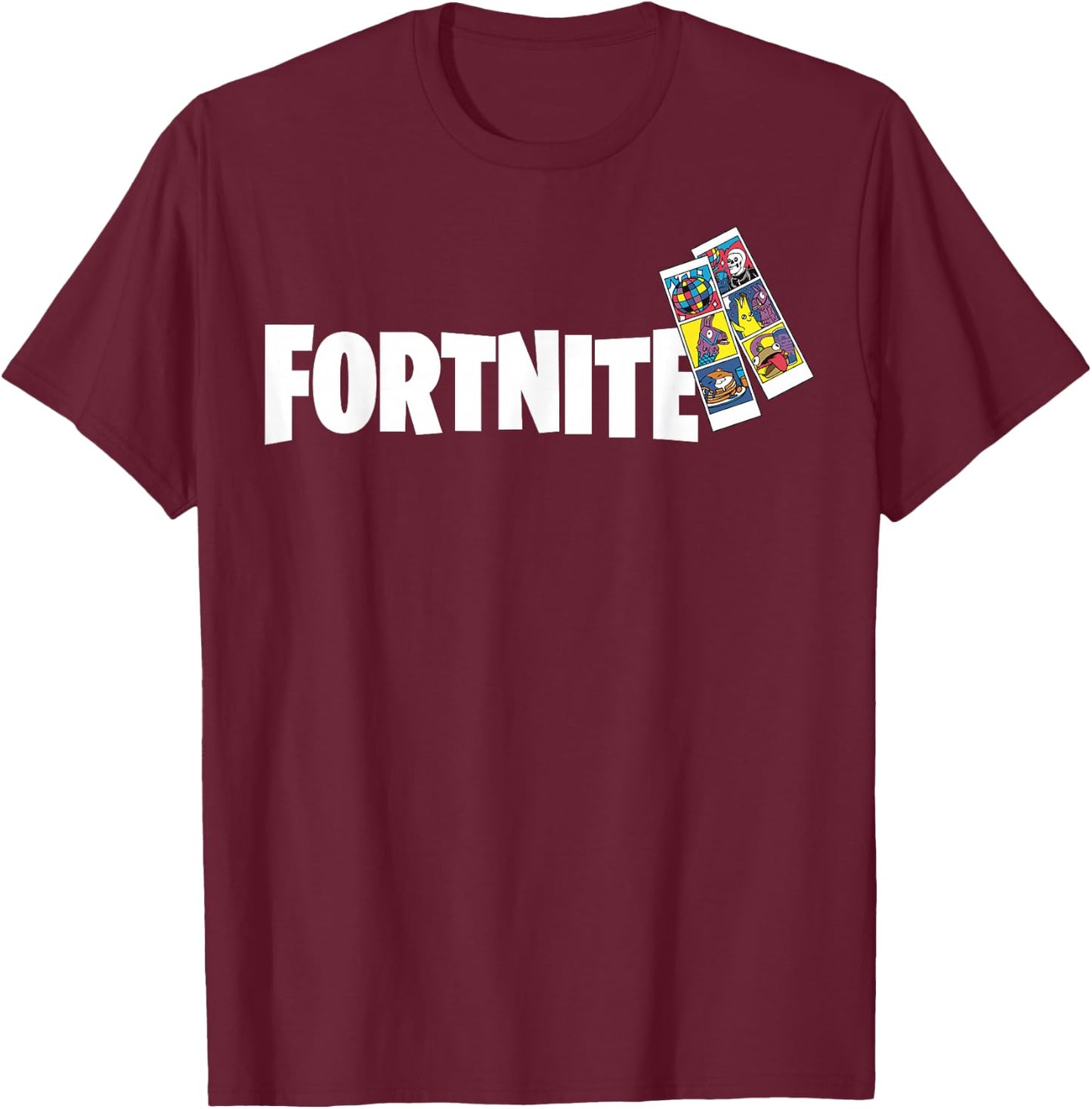 Fortnite Photo Strip & Logo T-Shirt - T-Shirt | Maroon