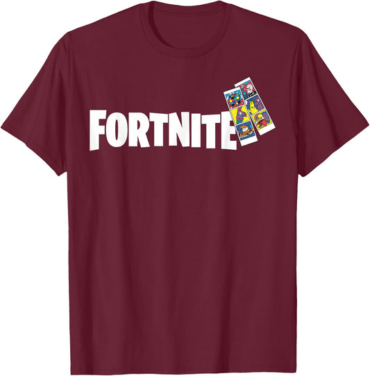 Fortnite Photo Strip & Logo T-Shirt - T-Shirt | Maroon
