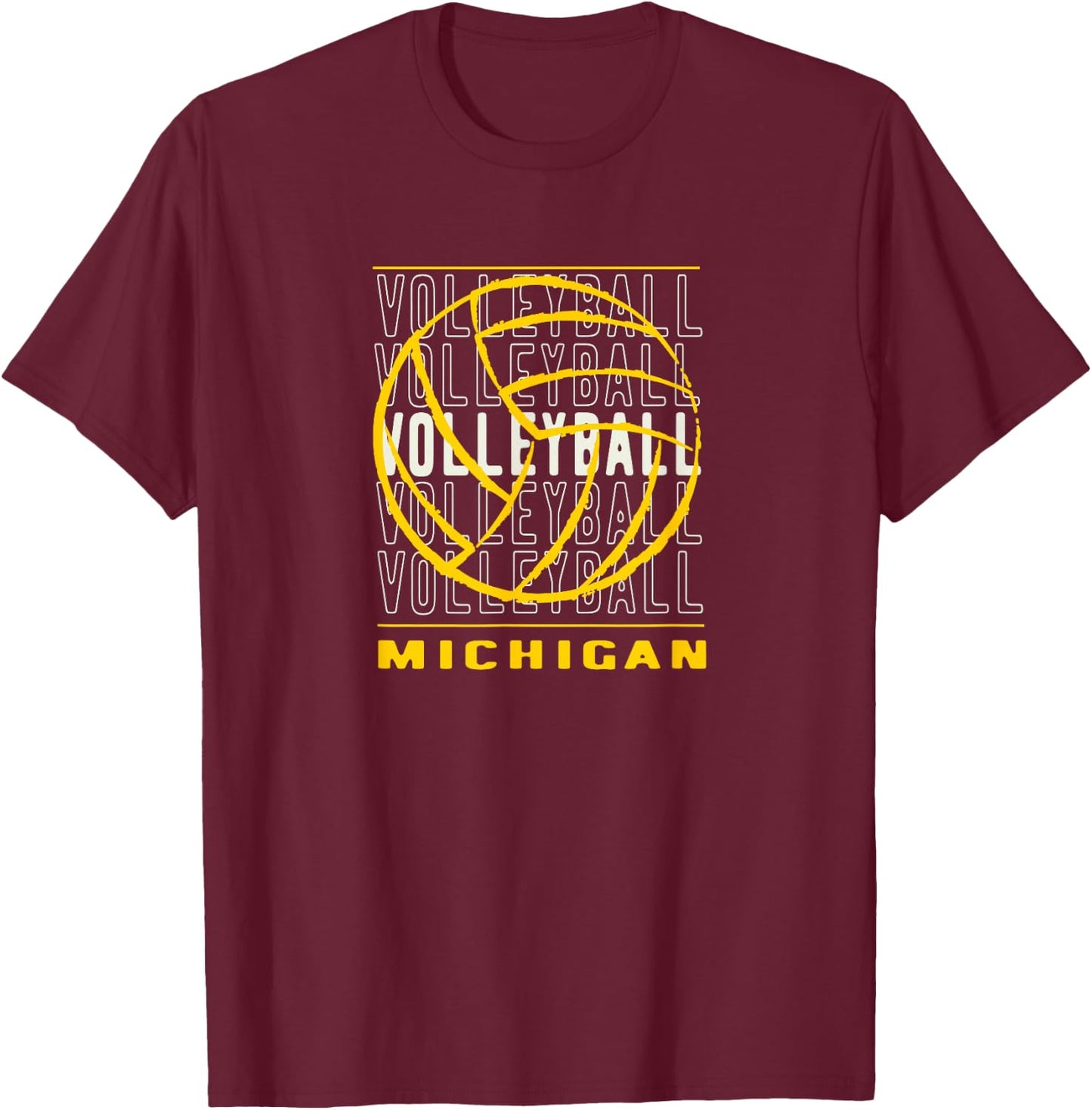 Volleyball Michigan by Volleyball Michigan Merch T-Shirt - T-Shirt | Maroon