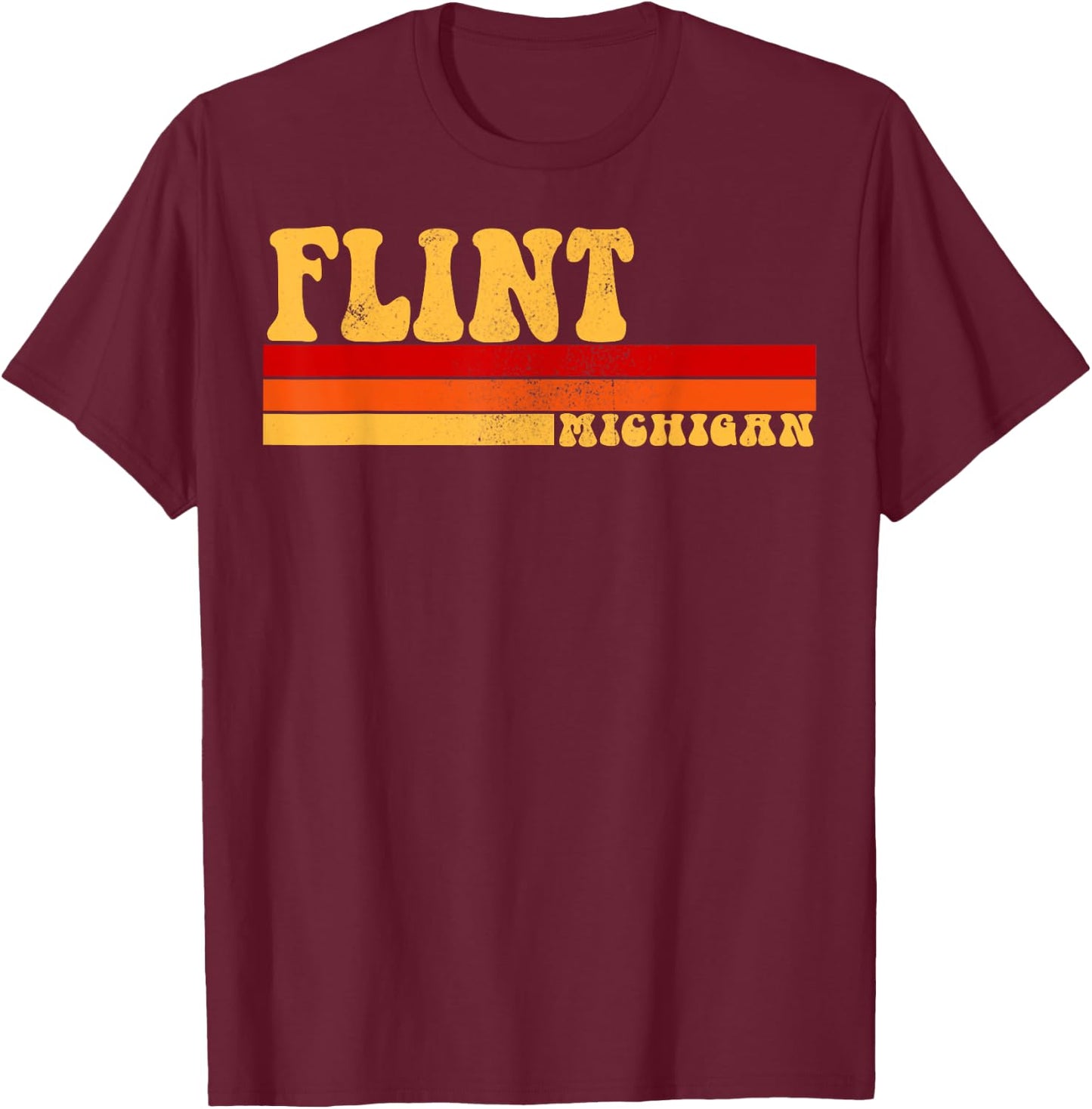 FLINT Michigan City Vintage Roots Retro Design 70s 80s T-Shirt - T-Shirt | Maroon