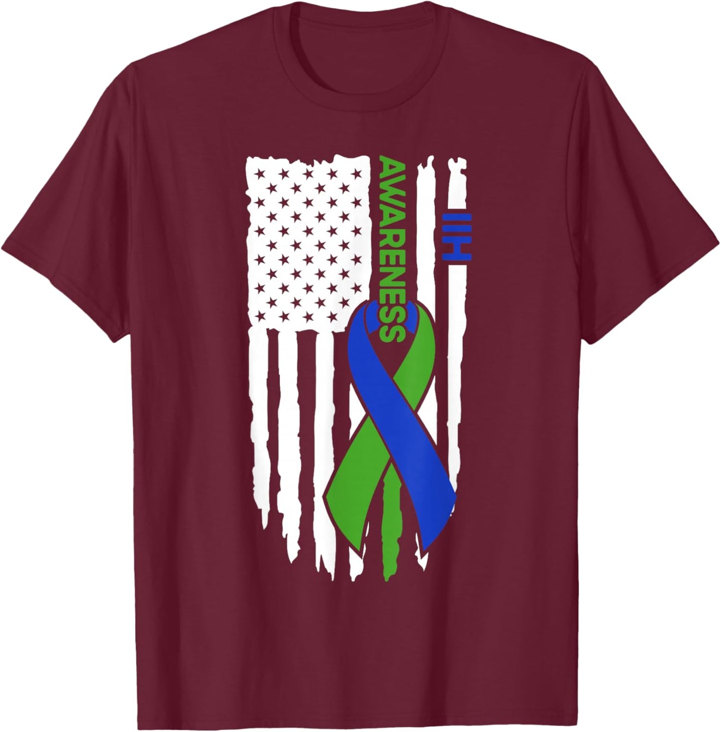 IIH Awareness Flag IIH Awareness T-Shirt - T-Shirt | Maroon