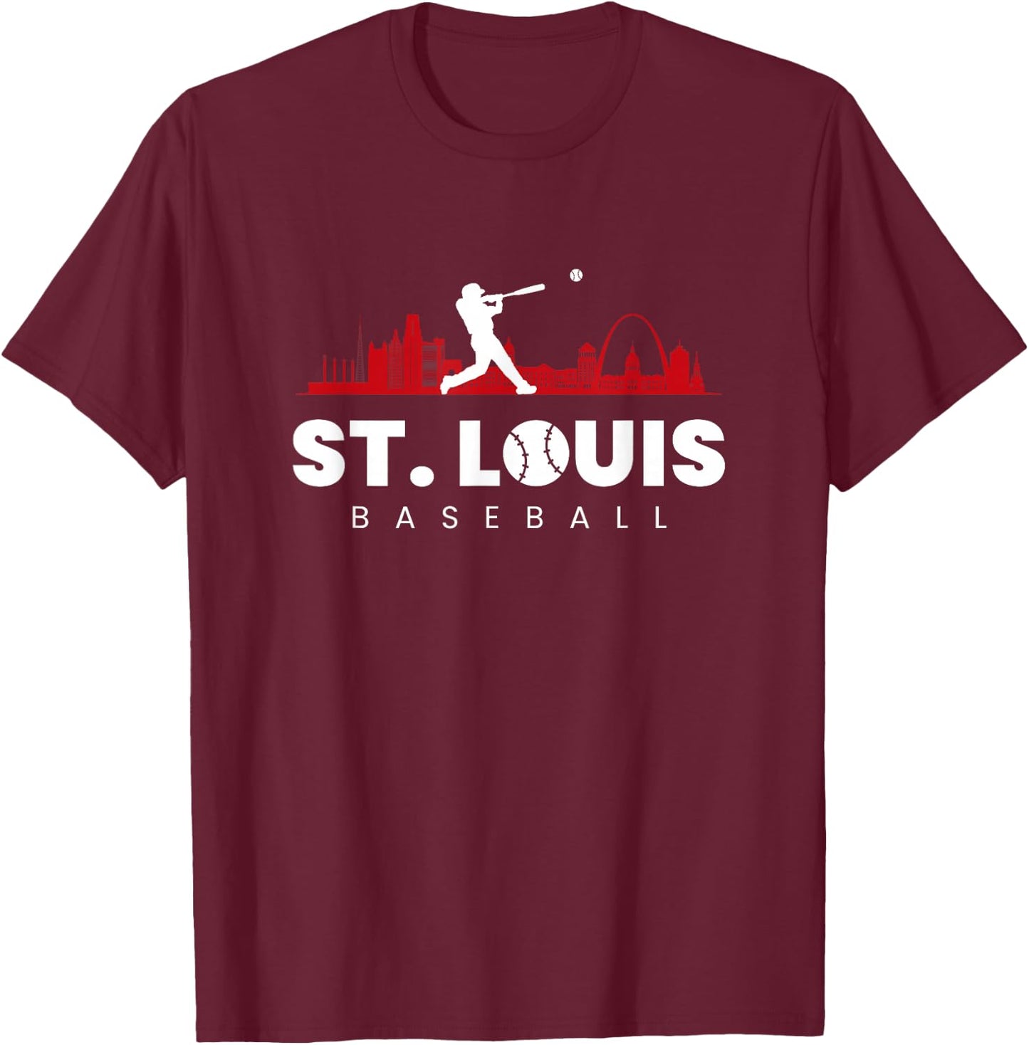 St Louis Baseball Vintage Minimalist Retro Baseball Lover T-Shirt - T-Shirt | Maroon