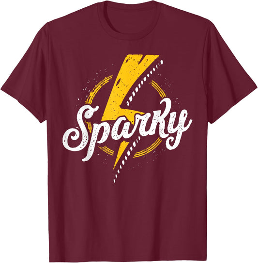 Sparky Electrician Funny Lineman Dad Retro Vintage Gifts Men T-Shirt - T-Shirt | Maroon