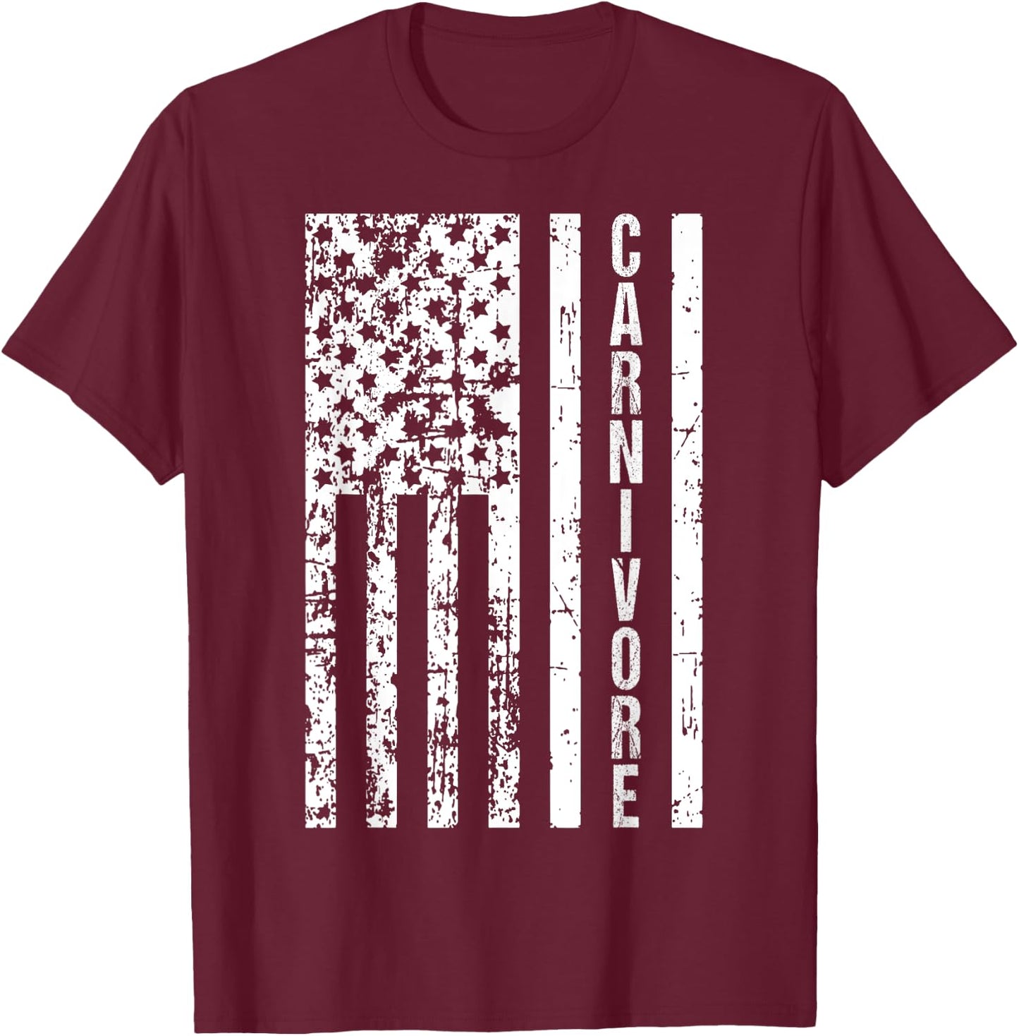 American Flag Carnivore Diet Meat Eater T-Shirt - T-Shirt | Maroon
