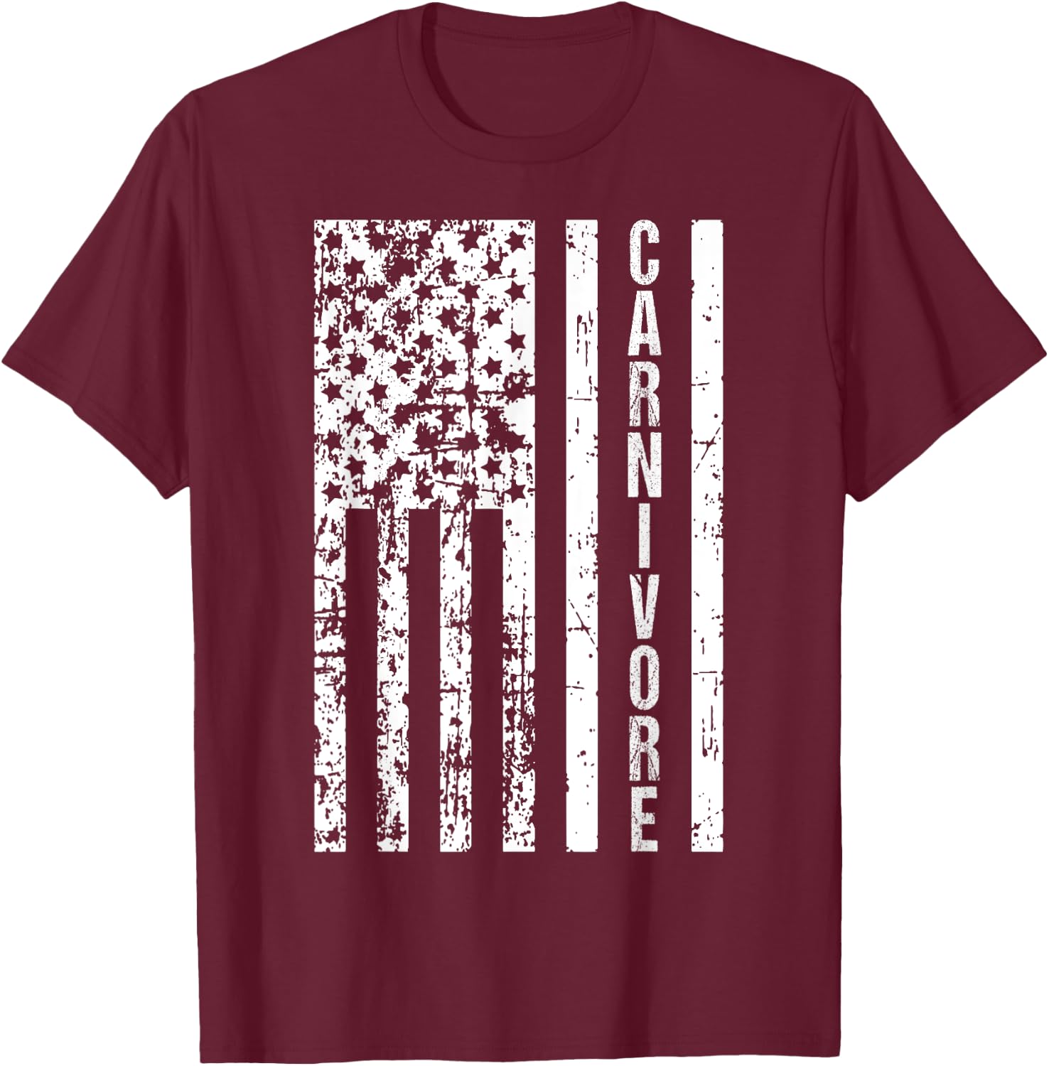 American Flag Carnivore Diet Meat Eater T-Shirt - T-Shirt | Maroon
