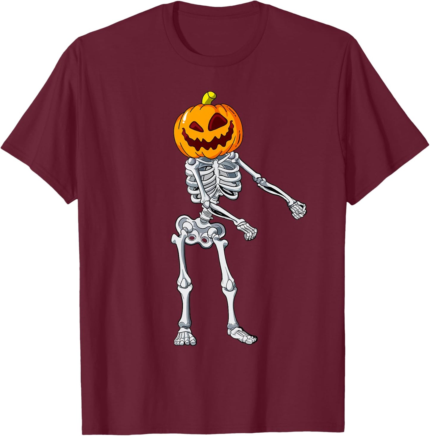 Flossing Pumpkin Head Skeleton Raft Dance Halloween T-Shirt - T-Shirt | Maroon