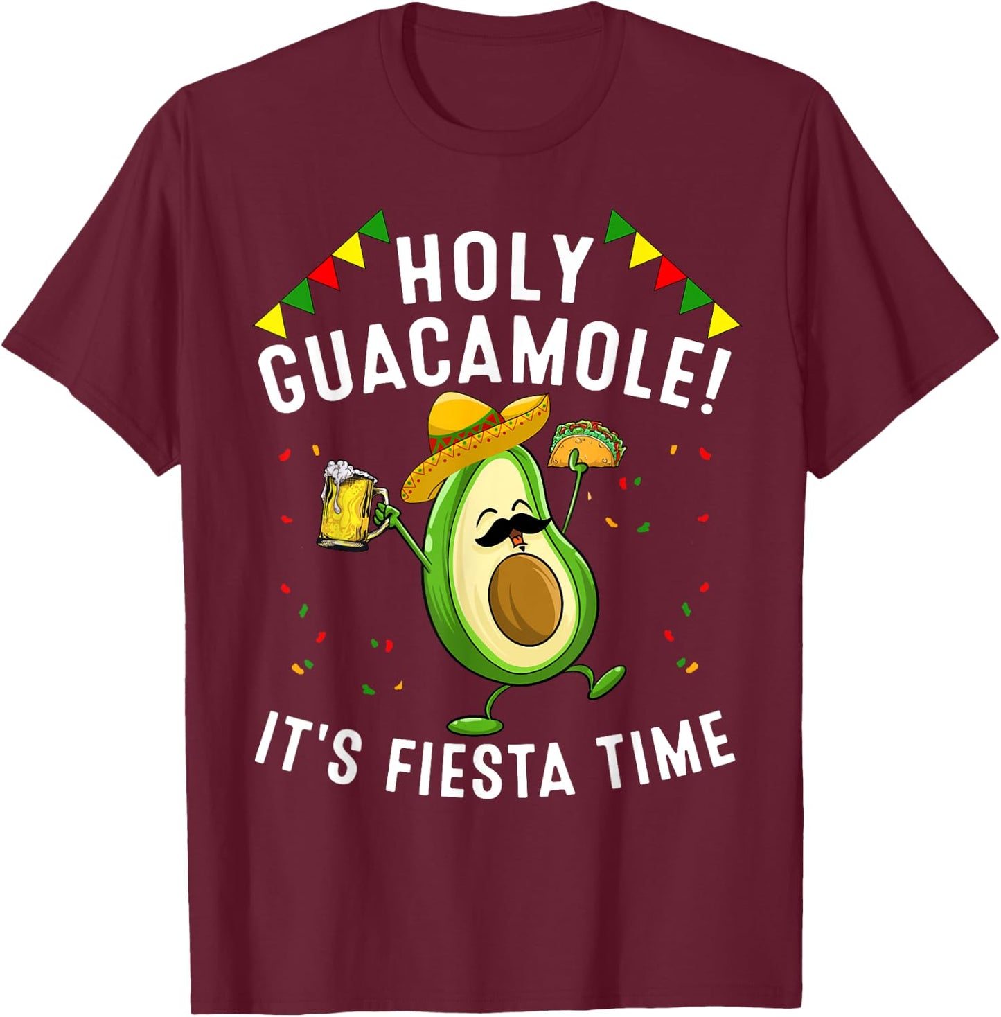 Funny Holy Guacamole Fiesta Cinco De Mayo Gift Cute Mexican T-Shirt - T-Shirt | Maroon