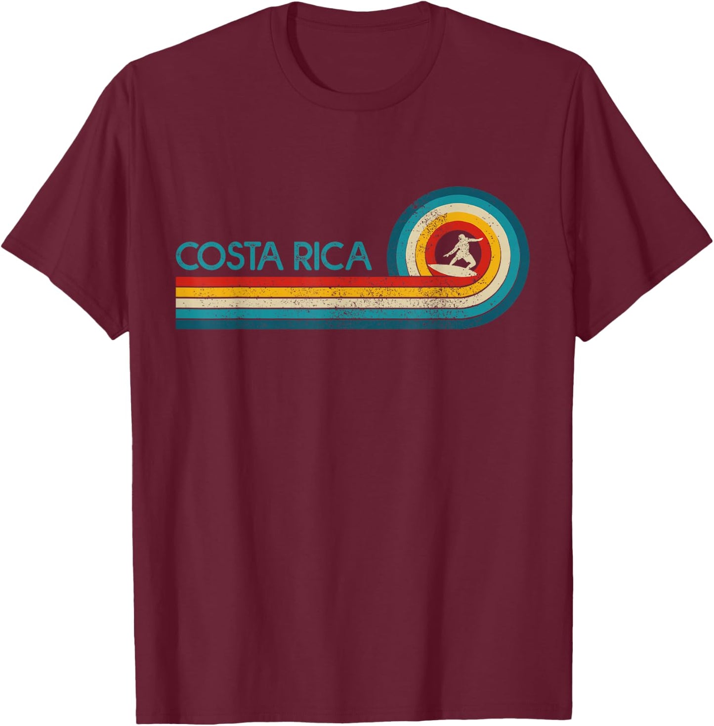 Costa Rica Vintage Surfer Souvenir Surf T-Shirt - T-Shirt | Maroon