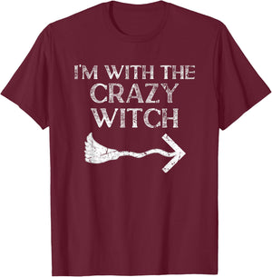 Im With The Witch Halloween Couple Costume For Husband T-Shirt - T-Shirt | Maroon