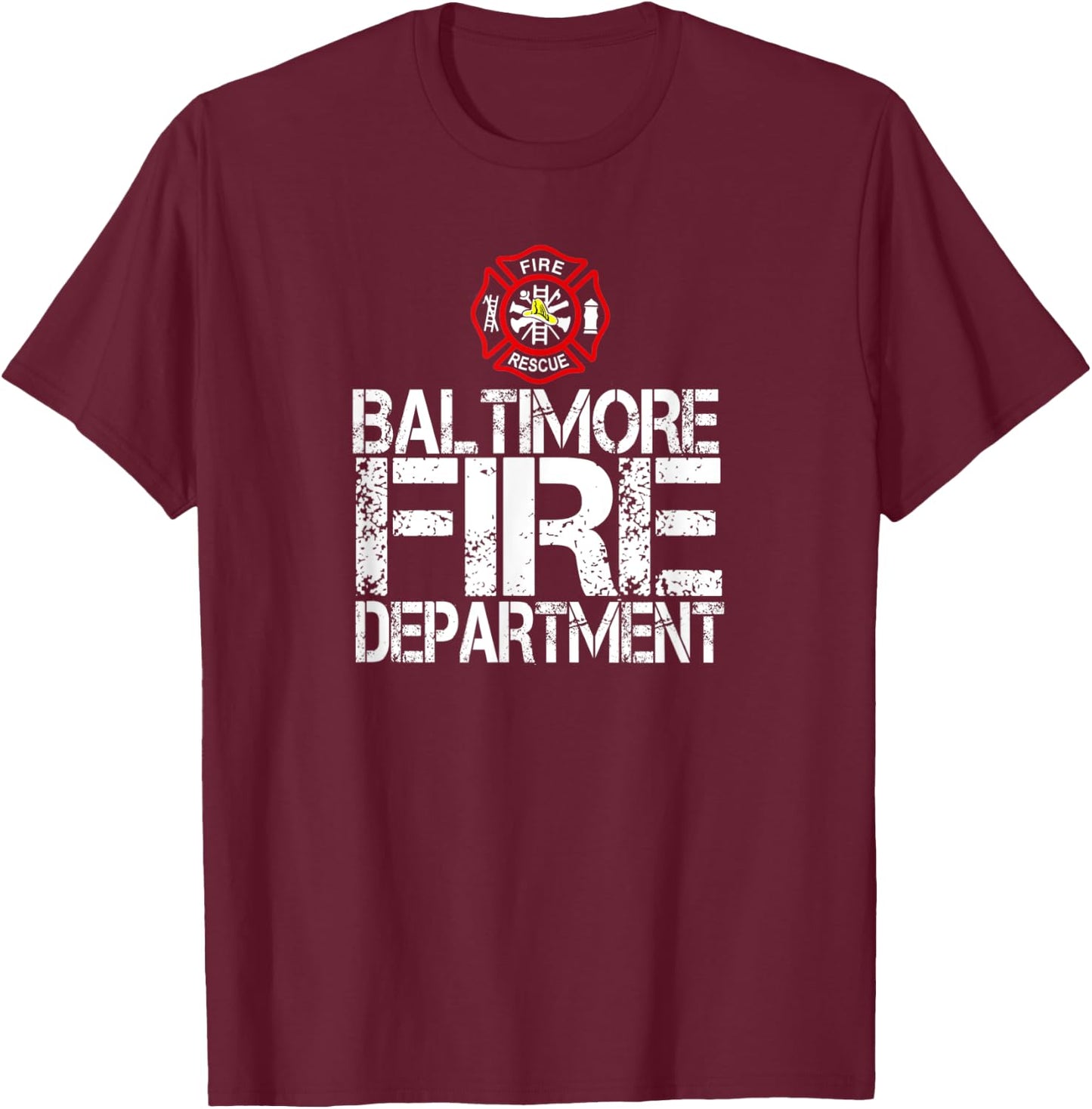Baltimore Fire Dept with Florian Cross Family Kids Adults T-Shirt - T-Shirt | Maroon