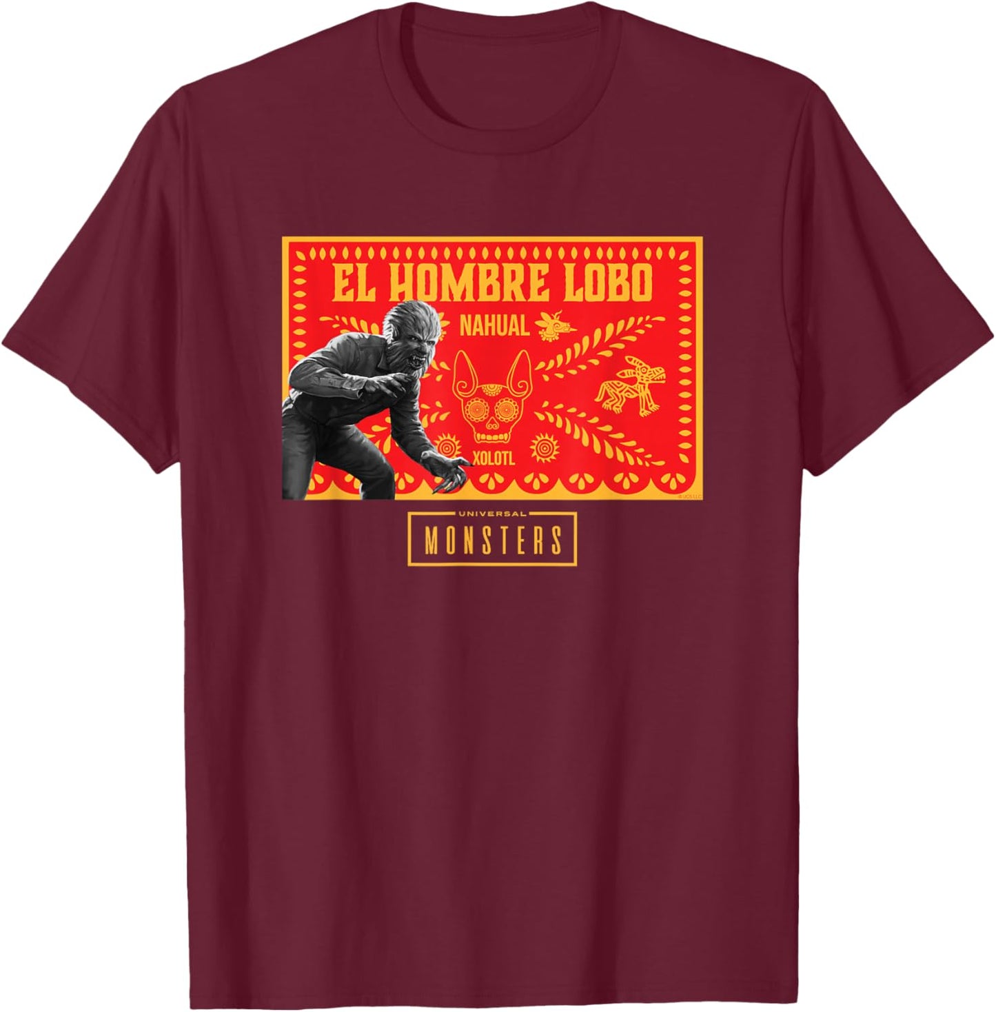 Universal Monsters Wolf Man El Hombre Lobo T-Shirt - T-Shirt | Maroon