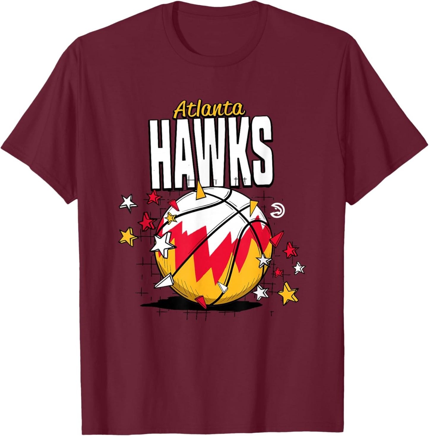 NBA Atlanta Hawks Basketball Doodle Stars T-Shirt - T-Shirt | Maroon
