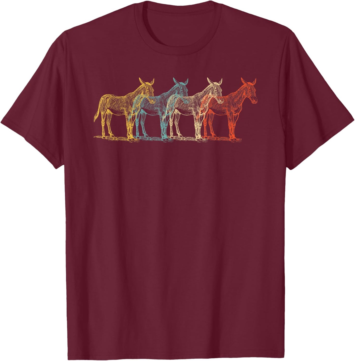 Mule Vintage Retro Donkey Horse Hybrid Lover 60s 70s Gift T-Shirt - T-Shirt | Maroon