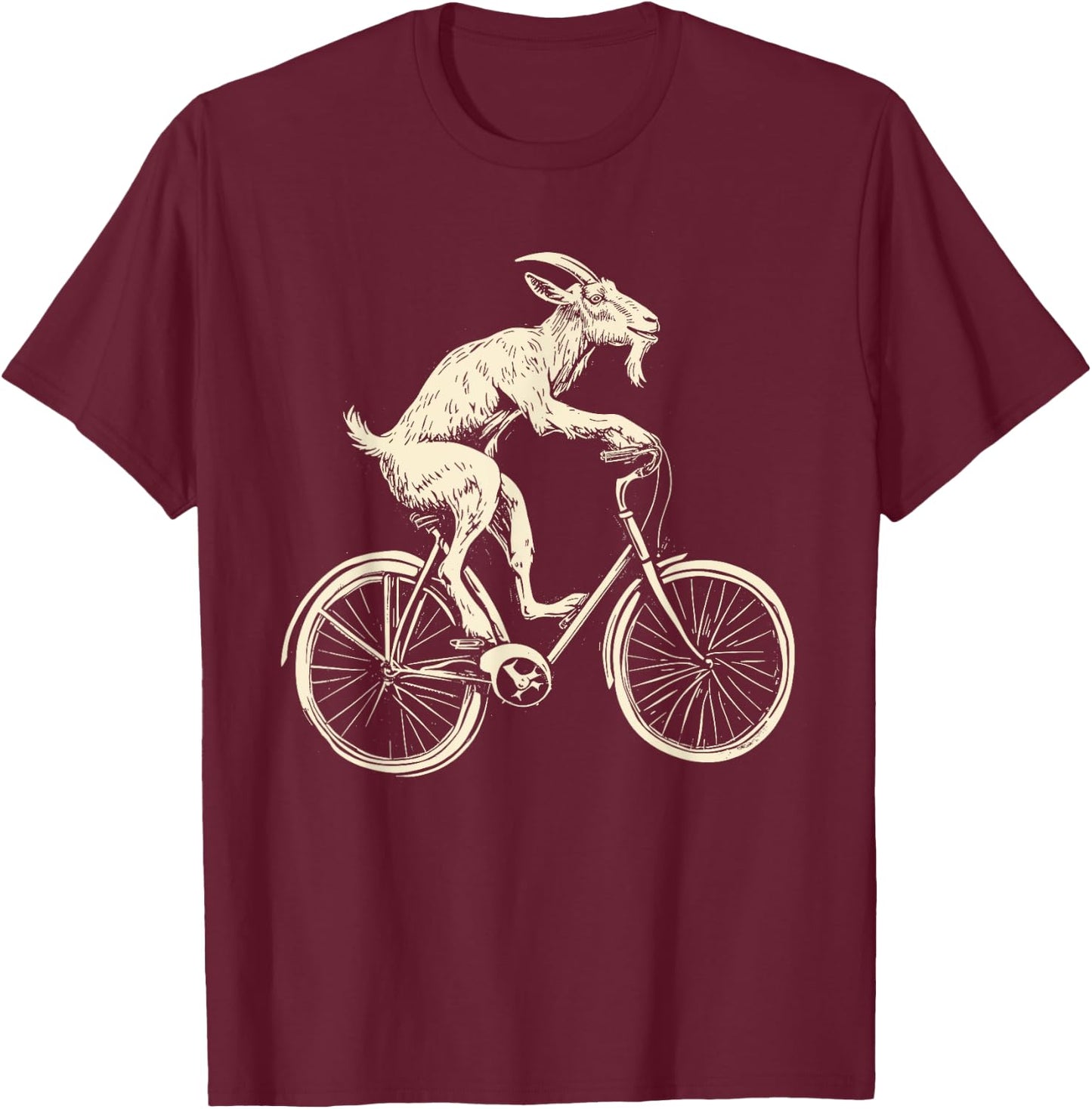 Goat Mountain Bike MTB Cycling Bicycle Cyclist Funny T-Shirt - T-Shirt | Maroon