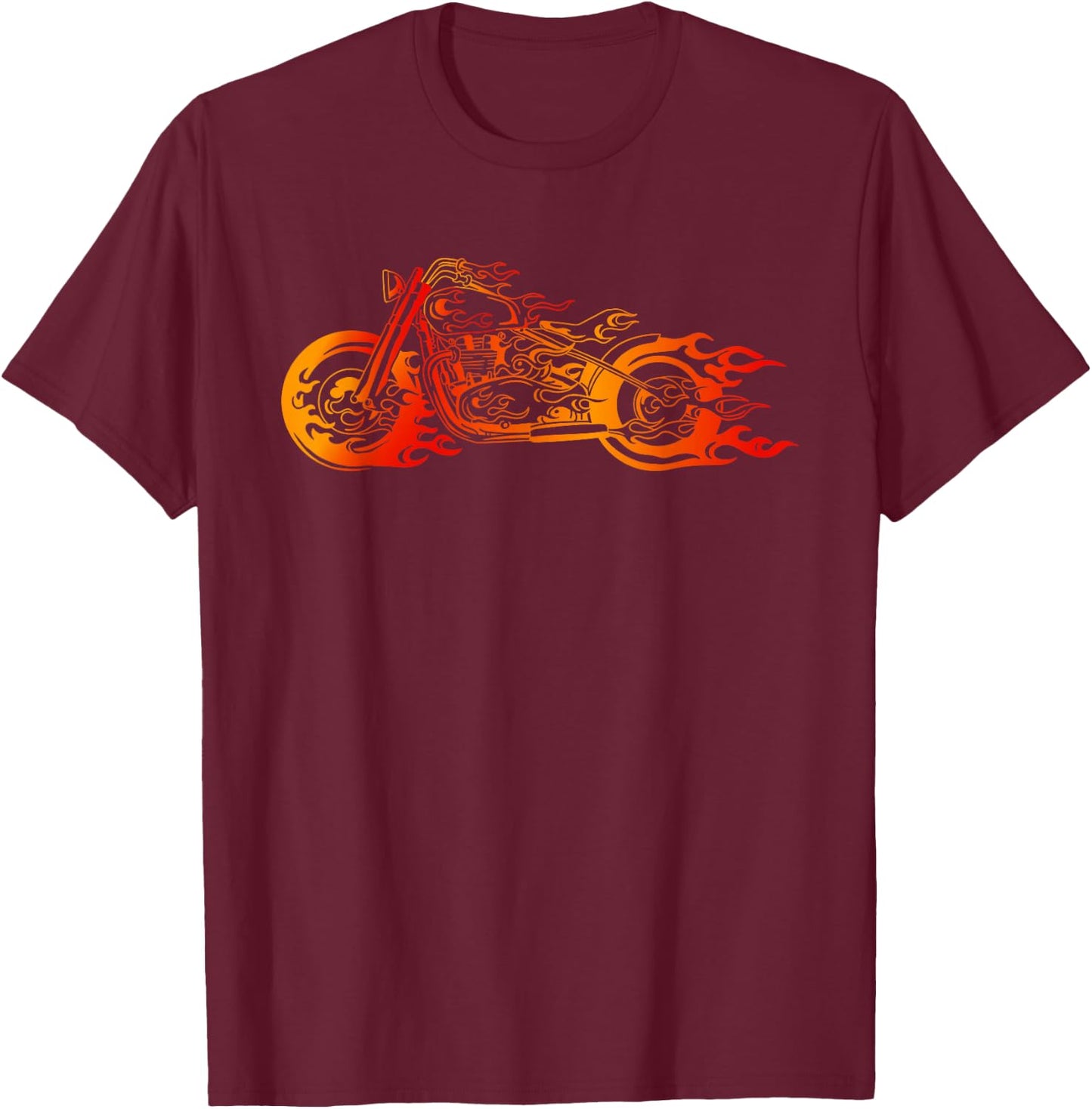 Bruning Fire Bobber - Motorcycle Chopper Biker Motorbike T-Shirt - T-Shirt | Maroon