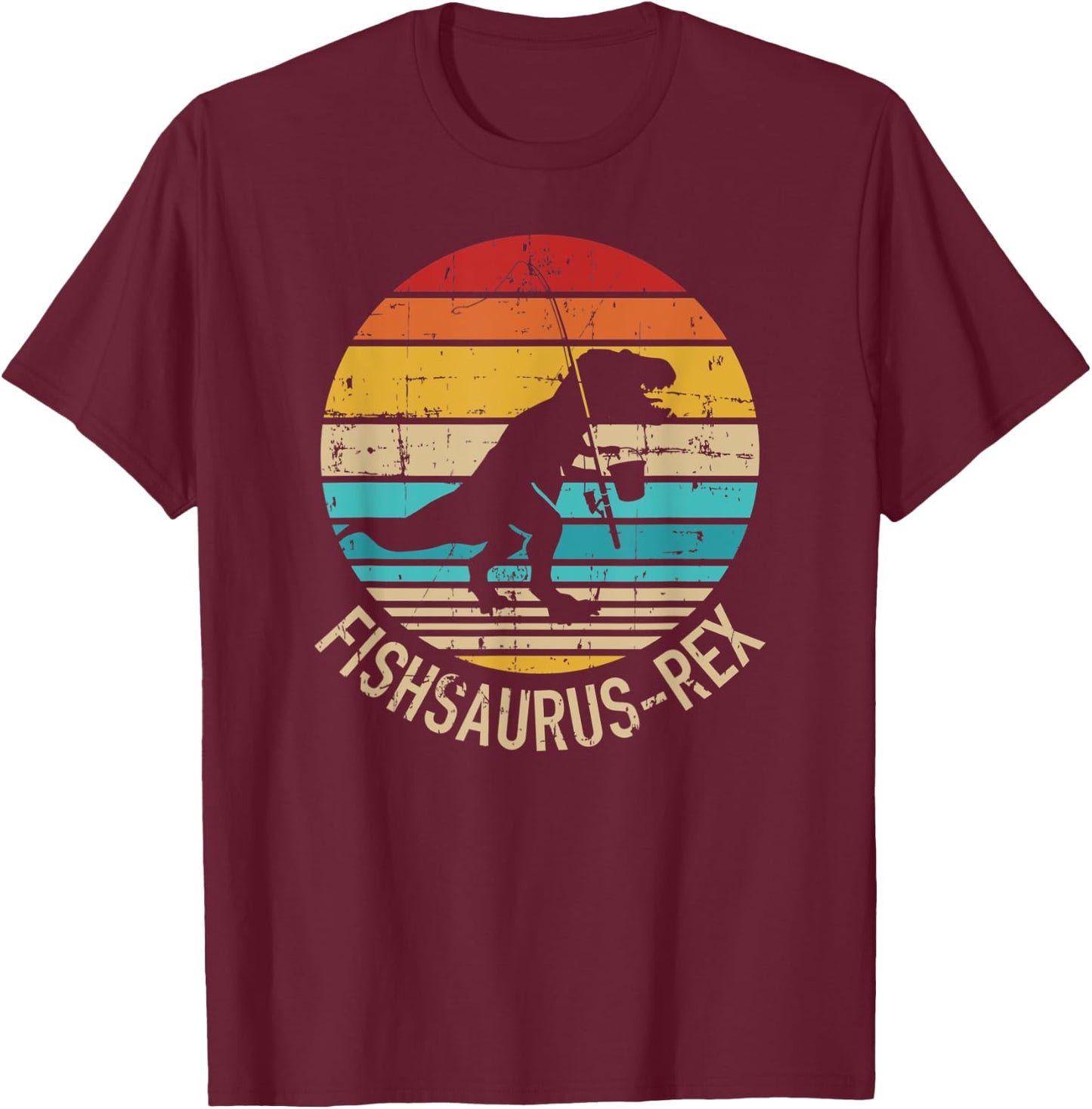 Fishing Fishsaurus-Rex T-Shirt - T-Shirt | Maroon