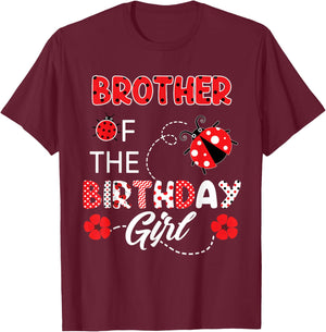 Brother Of The Birthday Girl - Family Ladybug Birthday T-Shirt - T-Shirt | Maroon