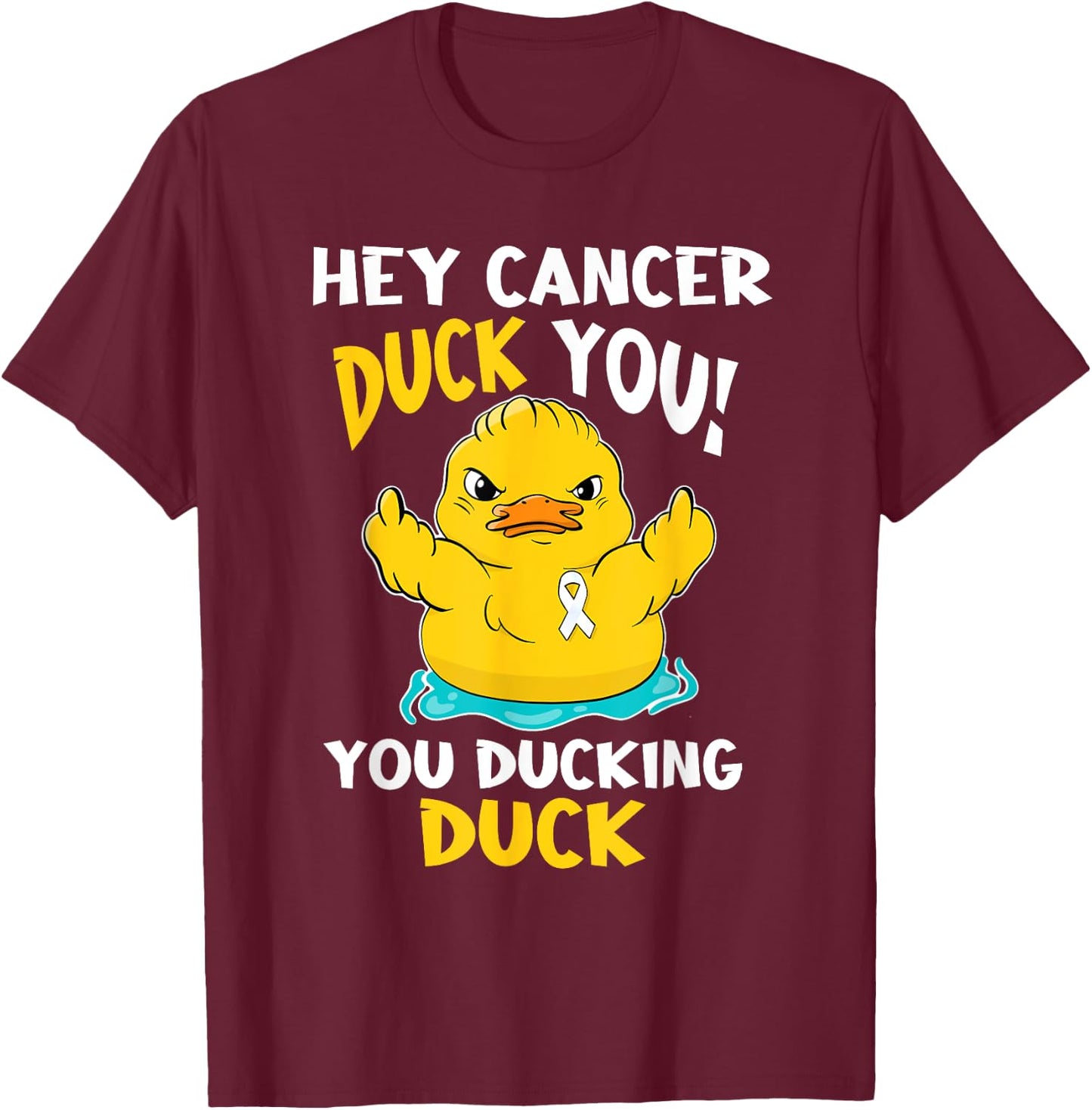 Lung Cancer Warrior Duck Design Together T-Shirt - T-Shirt | Maroon