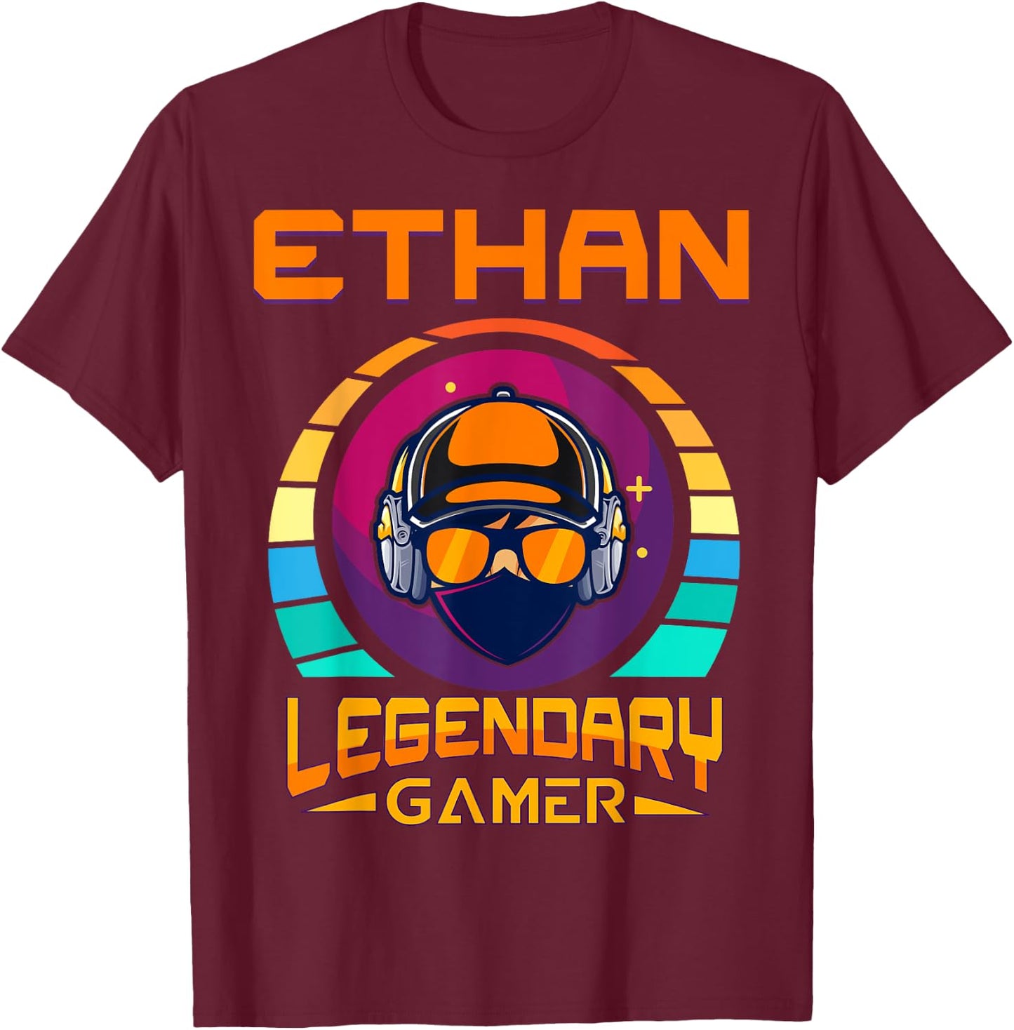 Ethan Legendary Gamer - Personalised Name Gift T-Shirt - T-Shirt | Maroon