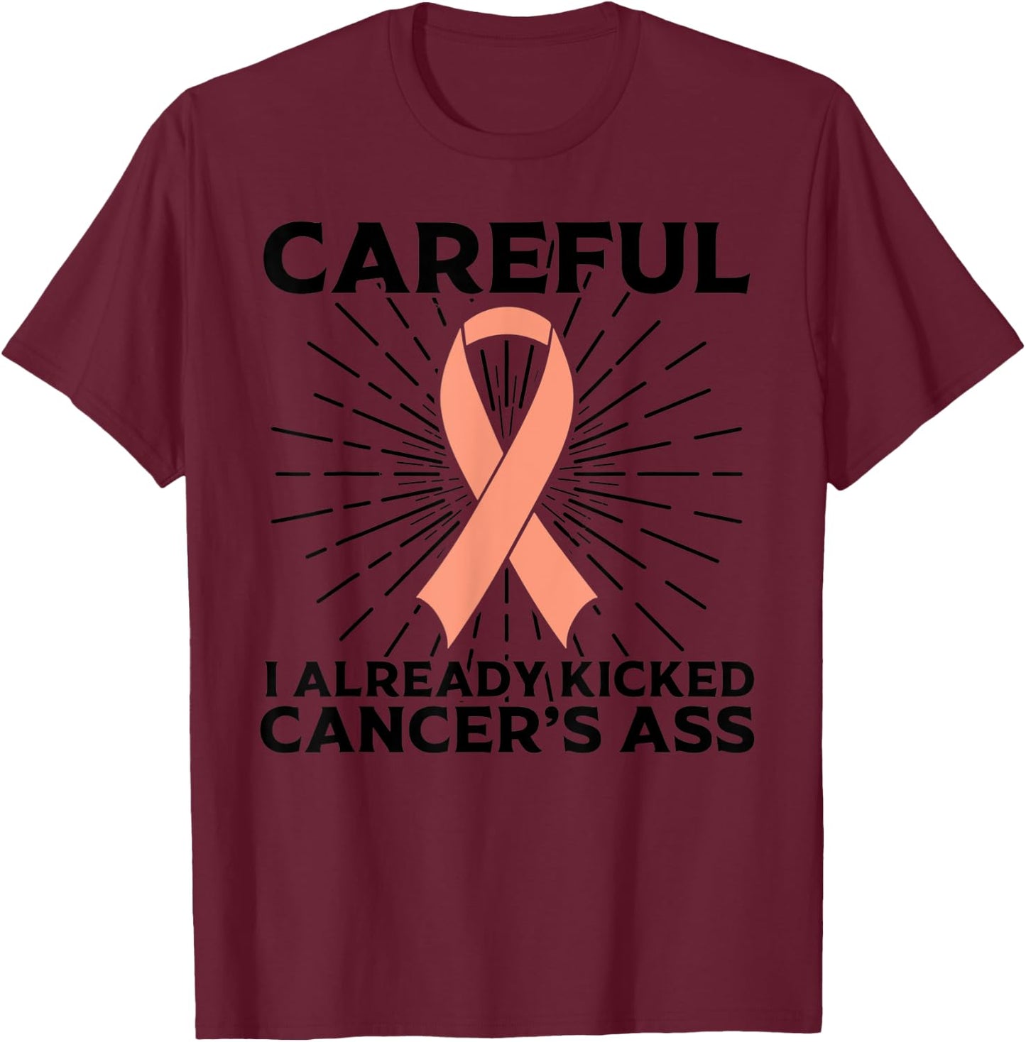 Funny Uterine Cancer Awareness Gift Mom Survivors T-Shirt - T-Shirt | Maroon