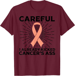 Funny Uterine Cancer Awareness Gift Mom Survivors T-Shirt - T-Shirt | Maroon