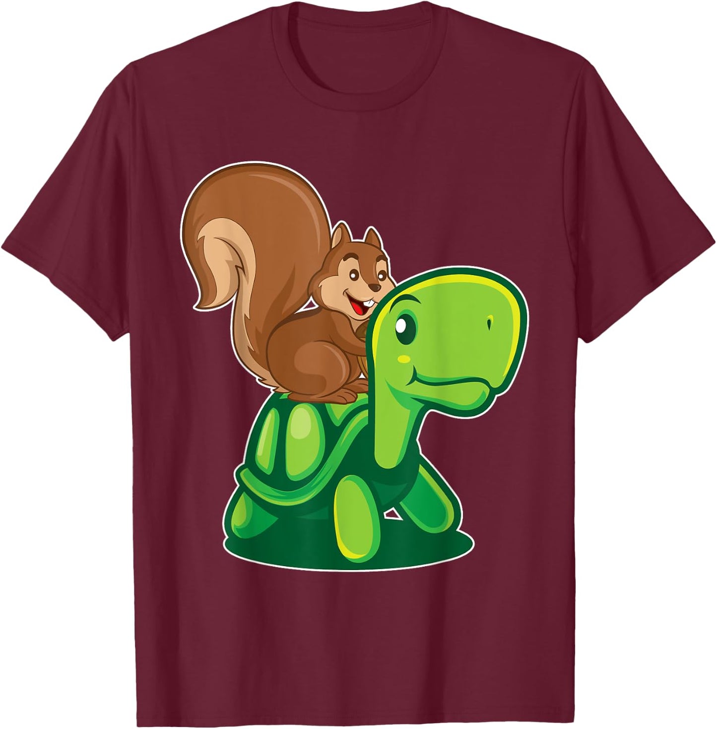 Squirrel Riding A Turtle Squirrel T-Shirt - T-Shirt | Maroon