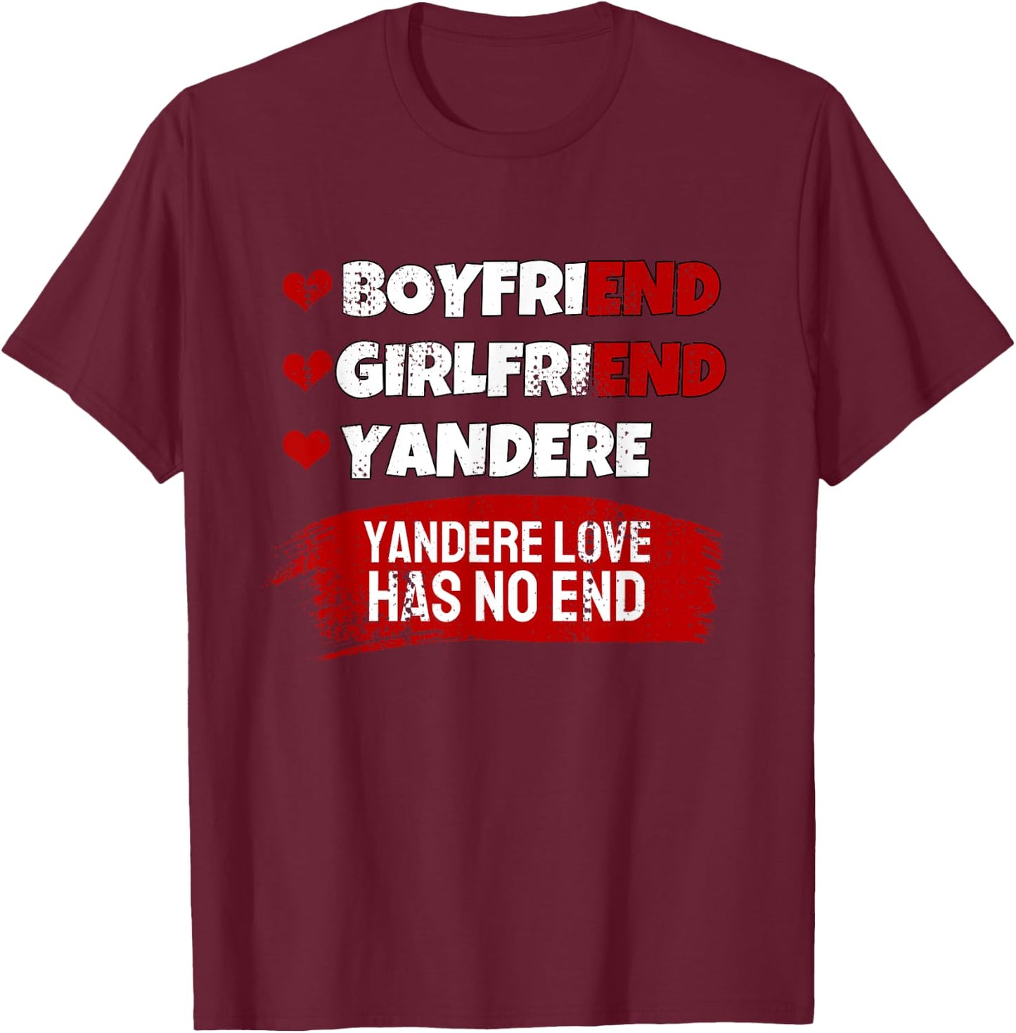 Yandere Love Club I Japanese Anime Yandere T-Shirt - T-Shirt | Maroon