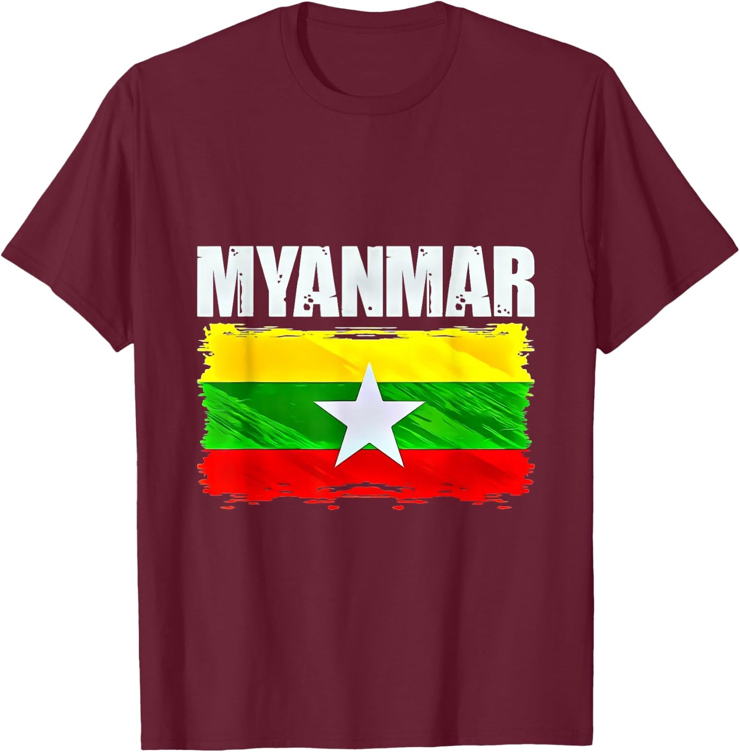 Myanmar Flag Emblem T-Shirt - T-Shirt | Maroon