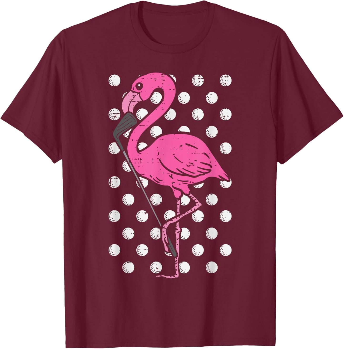 Flamingo Golf Cool Golfing Bird Animal Golfer Men Women T-Shirt - T-Shirt | Maroon