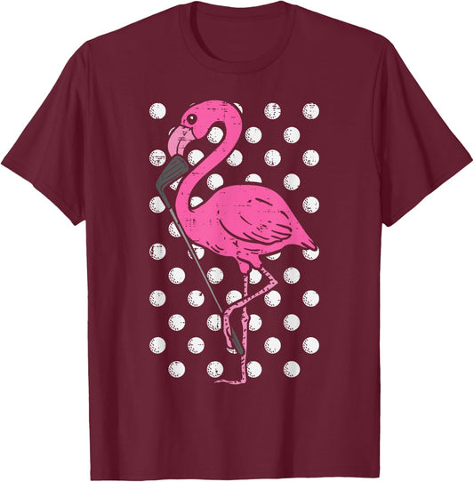 Flamingo Golf Cool Golfing Bird Animal Golfer Men Women T-Shirt - T-Shirt | Maroon