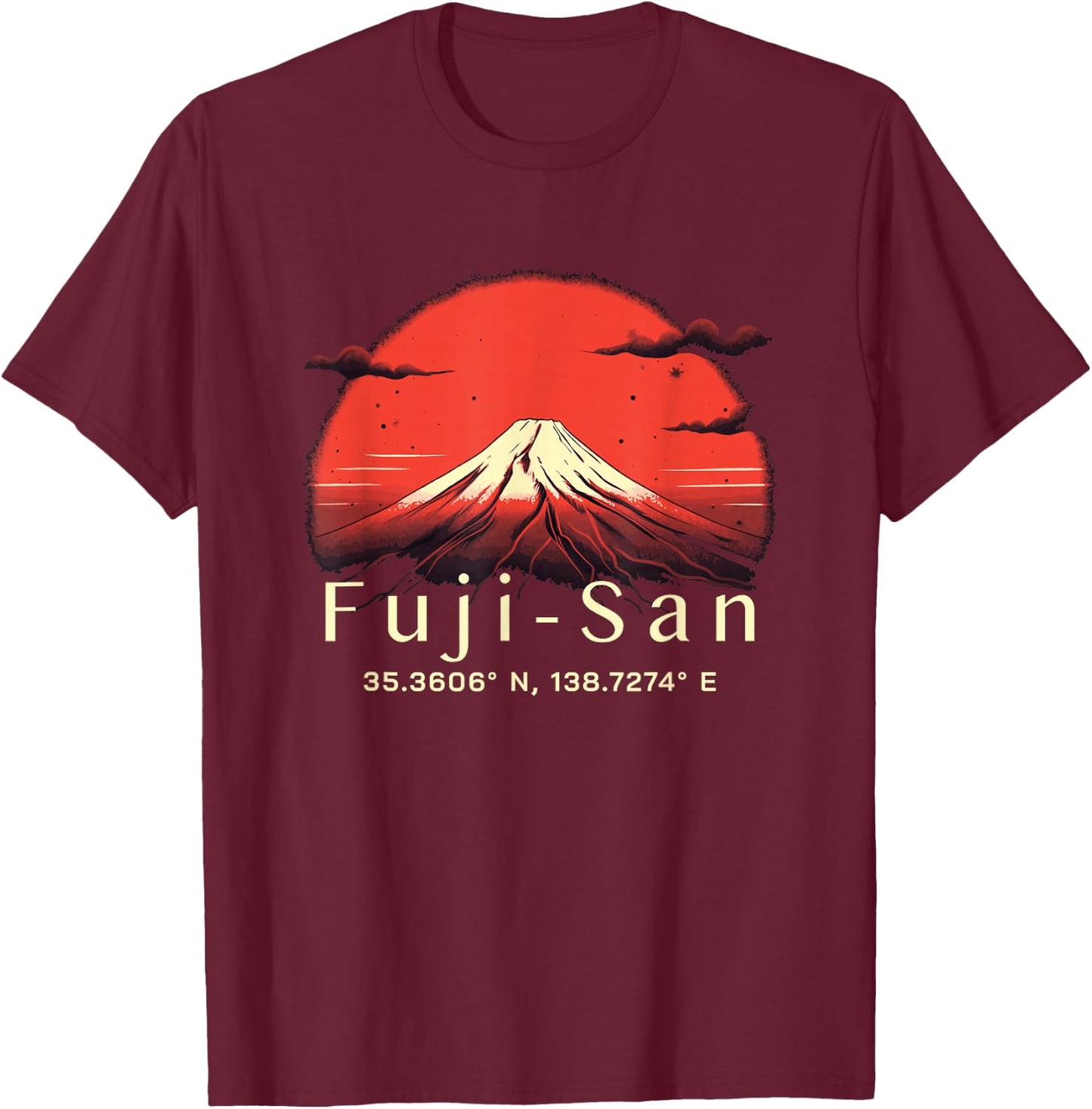 Mount Fuji Japanese Mountain Imagery Japan Lover Mt Fuji T-Shirt - T-Shirt | Maroon