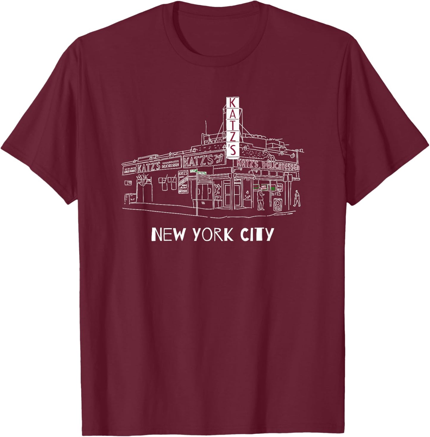 Kat'z Deli New York City for Reuben Sandwich Fans T-Shirt - T-Shirt | Maroon