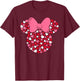 Disney Minnie Mouse Icon Pink Hearts Valentine's Day , Black, Small T-Shirt - T-Shirt | Maroon