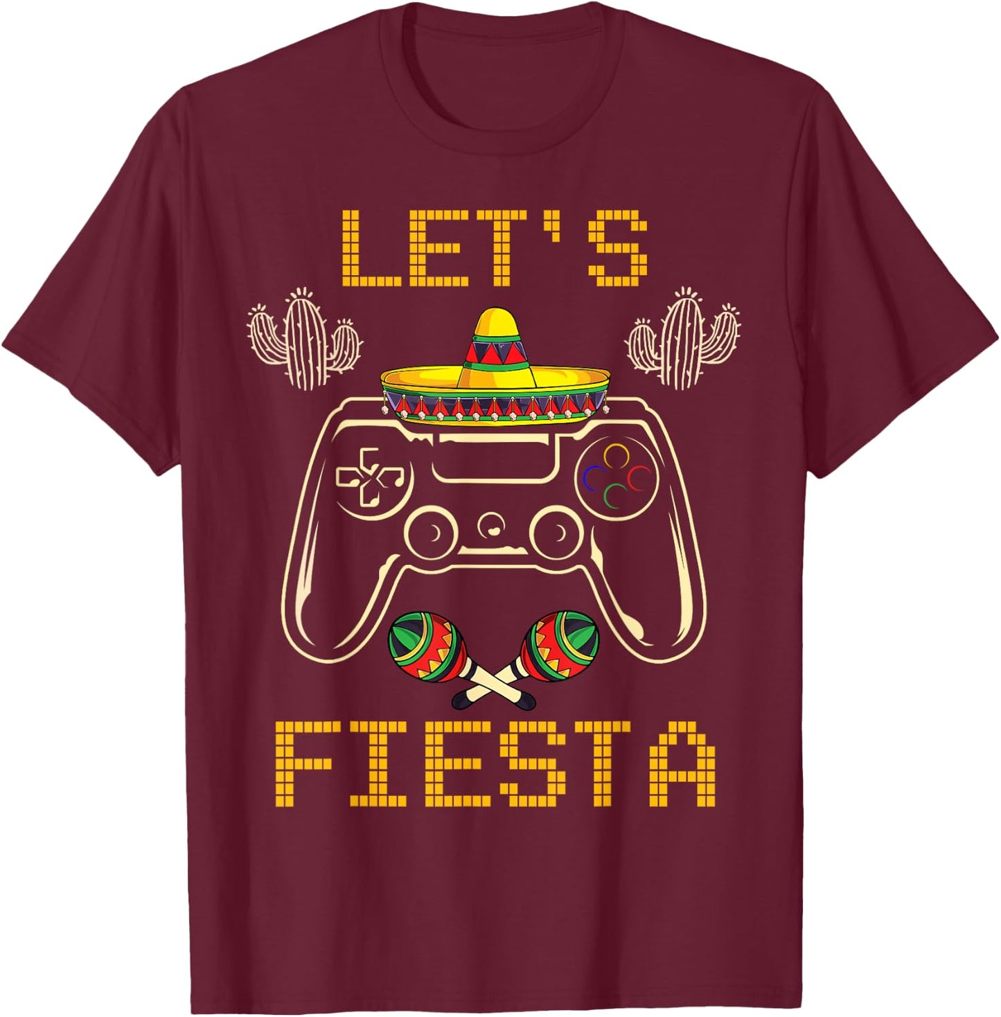 Cinco de Mayo Video Games Gaming Controller Gamer Boys Girls T-Shirt - T-Shirt | Maroon