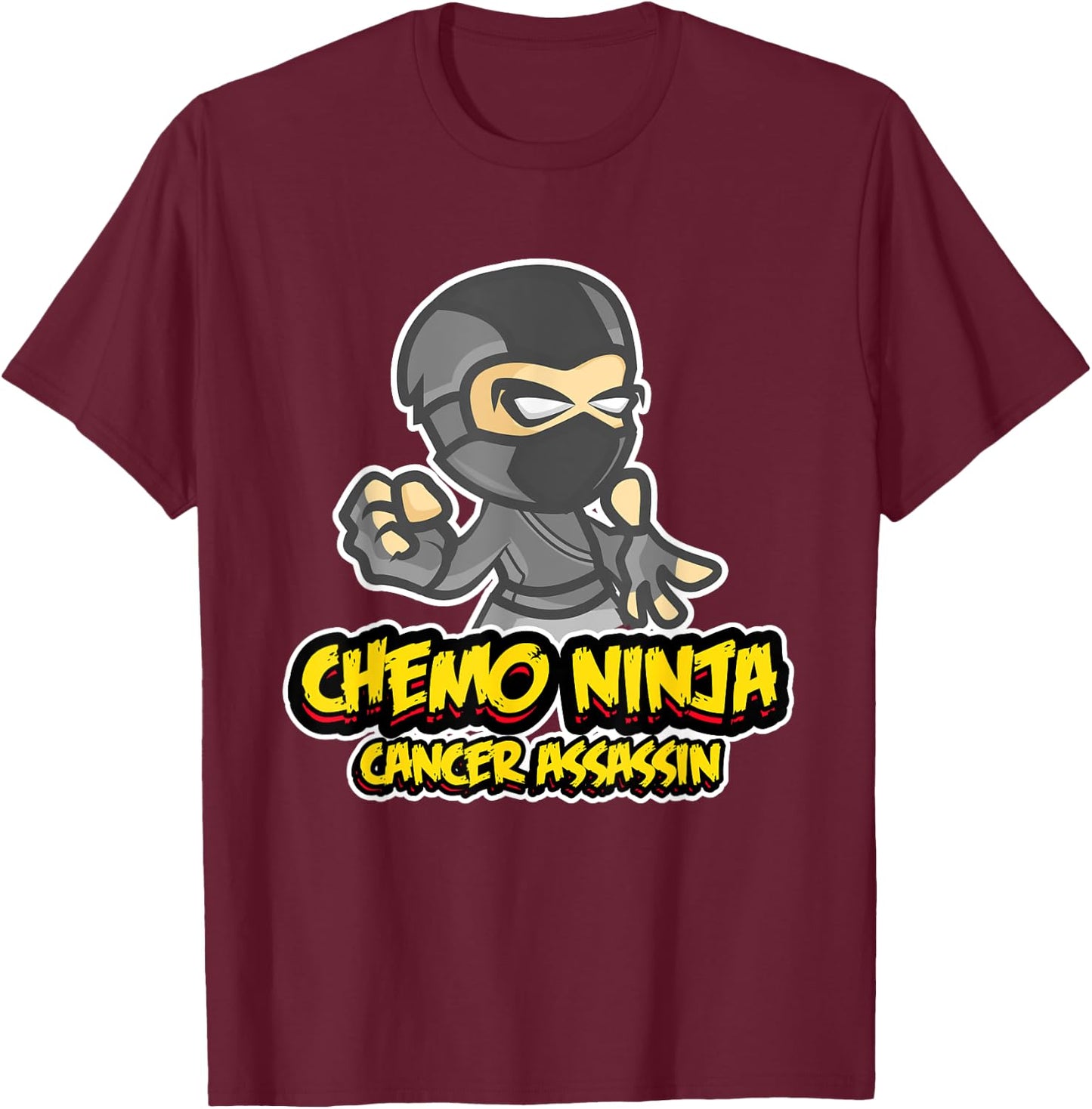 Pediatric Cancer Awareness Childhood Gifts Chemo Ninja T-Shirt - T-Shirt | Maroon