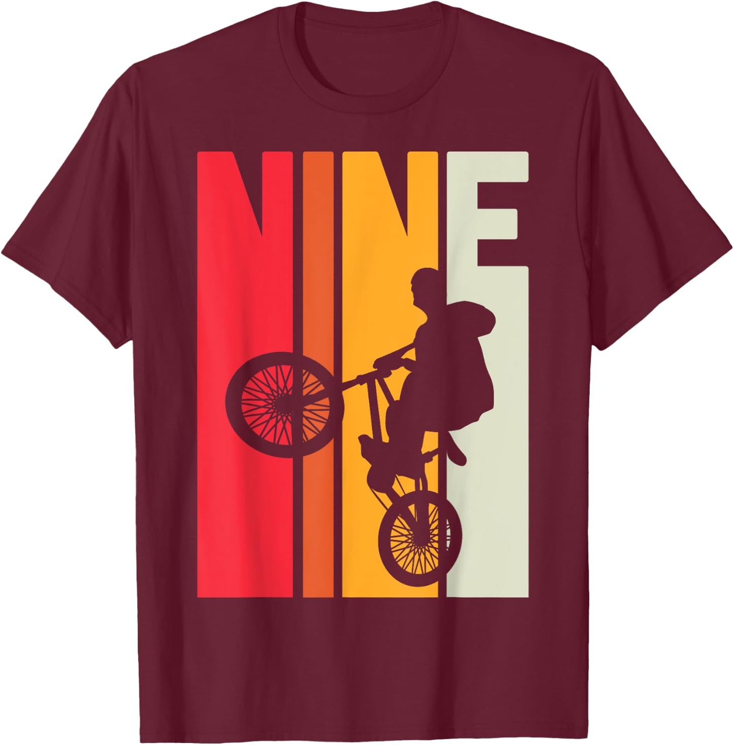 9 Year Old BMX Birthday Gift Party Boys Dirt Biking 9th T-Shirt - T-Shirt | Maroon