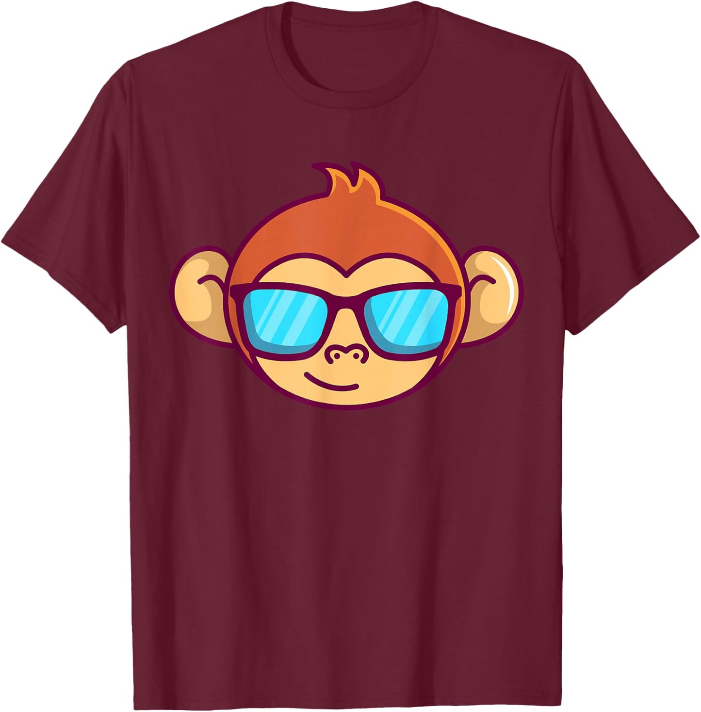 Cute Monkey With Sunglasses For Kids Who Love Monkeys T-Shirt - T-Shirt | Maroon