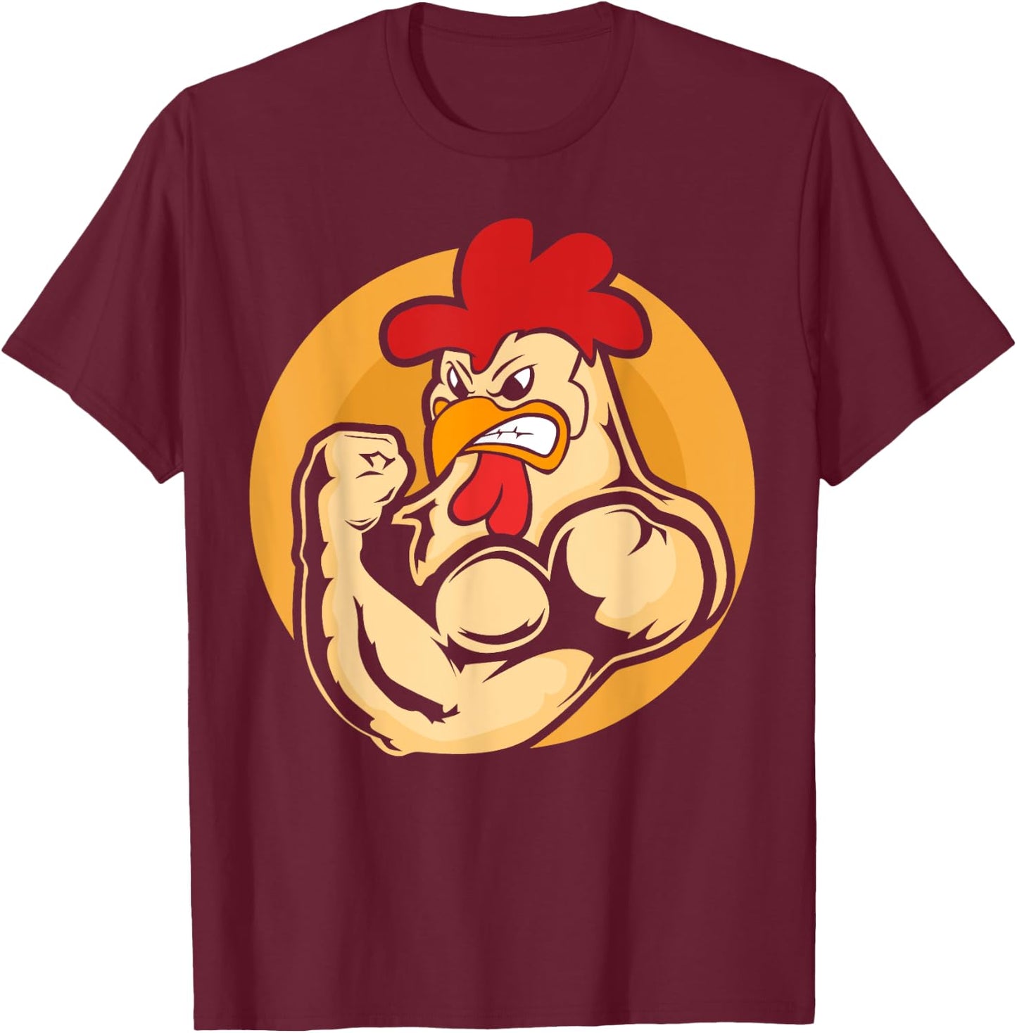 Strong Muscle Chicken Fitness Gym Chickens T-Shirt - T-Shirt | Maroon