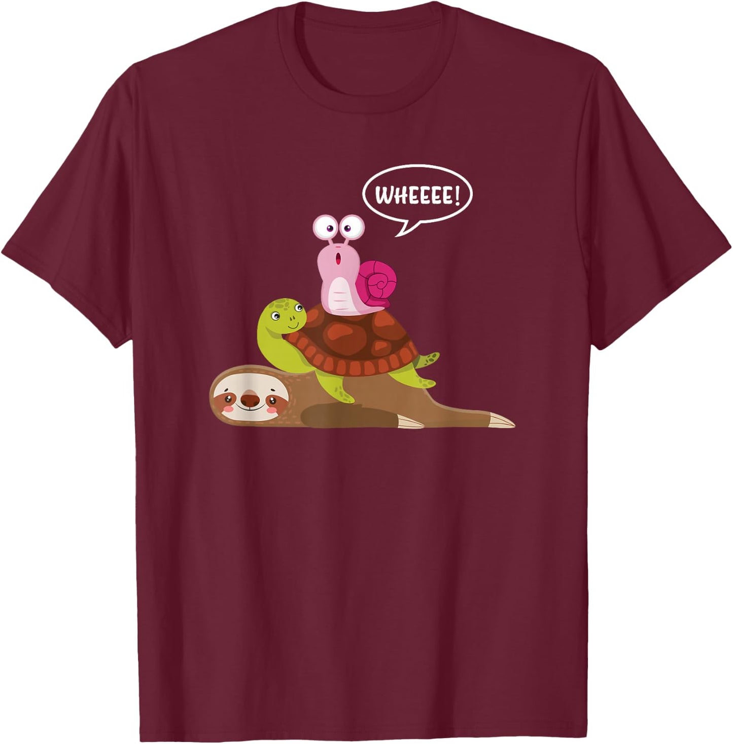 Lazy Animal Snail Turtle Sloth T-Shirt - T-Shirt | Maroon