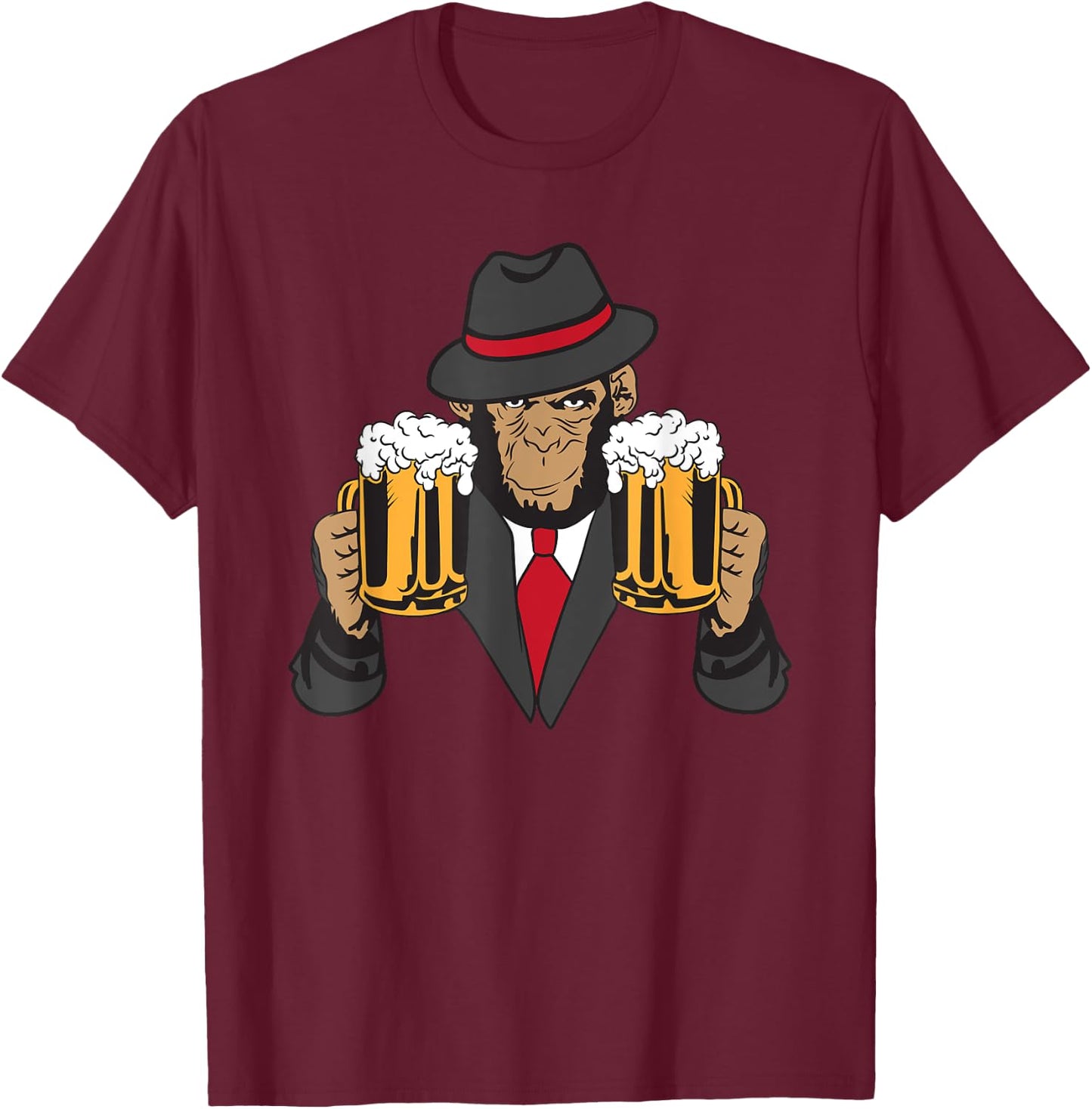 Drunk Monkey T-Shirt - T-Shirt | Maroon