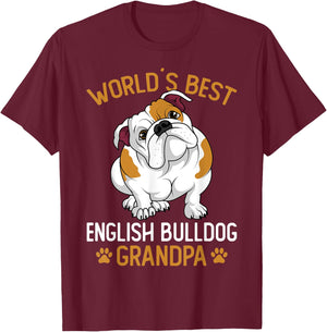 World´s Best English Bulldog Grandpa Dog Owner Funny Men T-Shirt - T-Shirt | Maroon