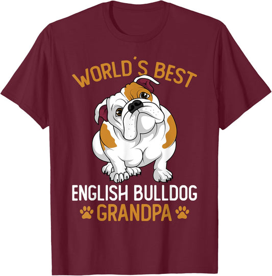 World´s Best English Bulldog Grandpa Dog Owner Funny Men T-Shirt - T-Shirt | Maroon