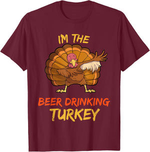 Beer Turkey Matching Family Group Thanksgiving Party PJ T-Shirt - T-Shirt | Maroon