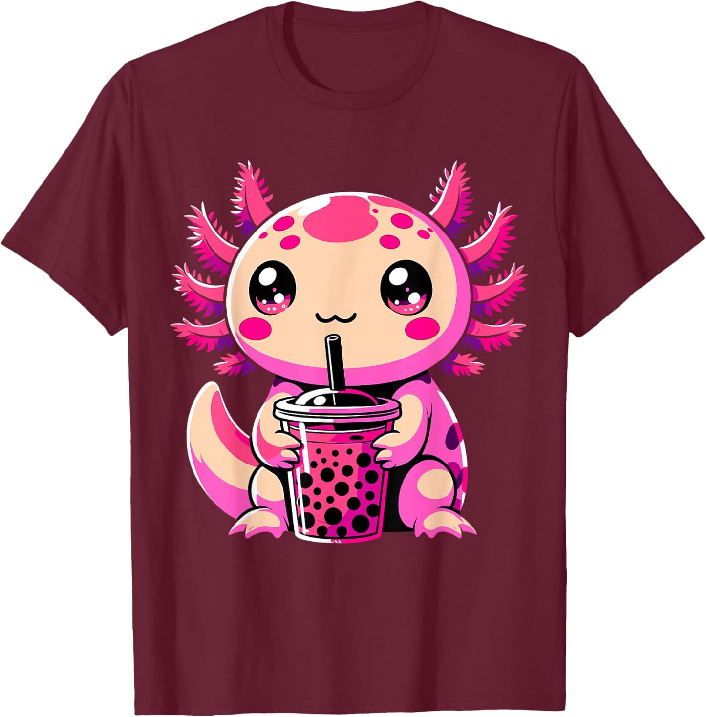 Axolotl Tea Bubble Tea Anime Kawaii Axolotl T-Shirt - T-Shirt | Maroon