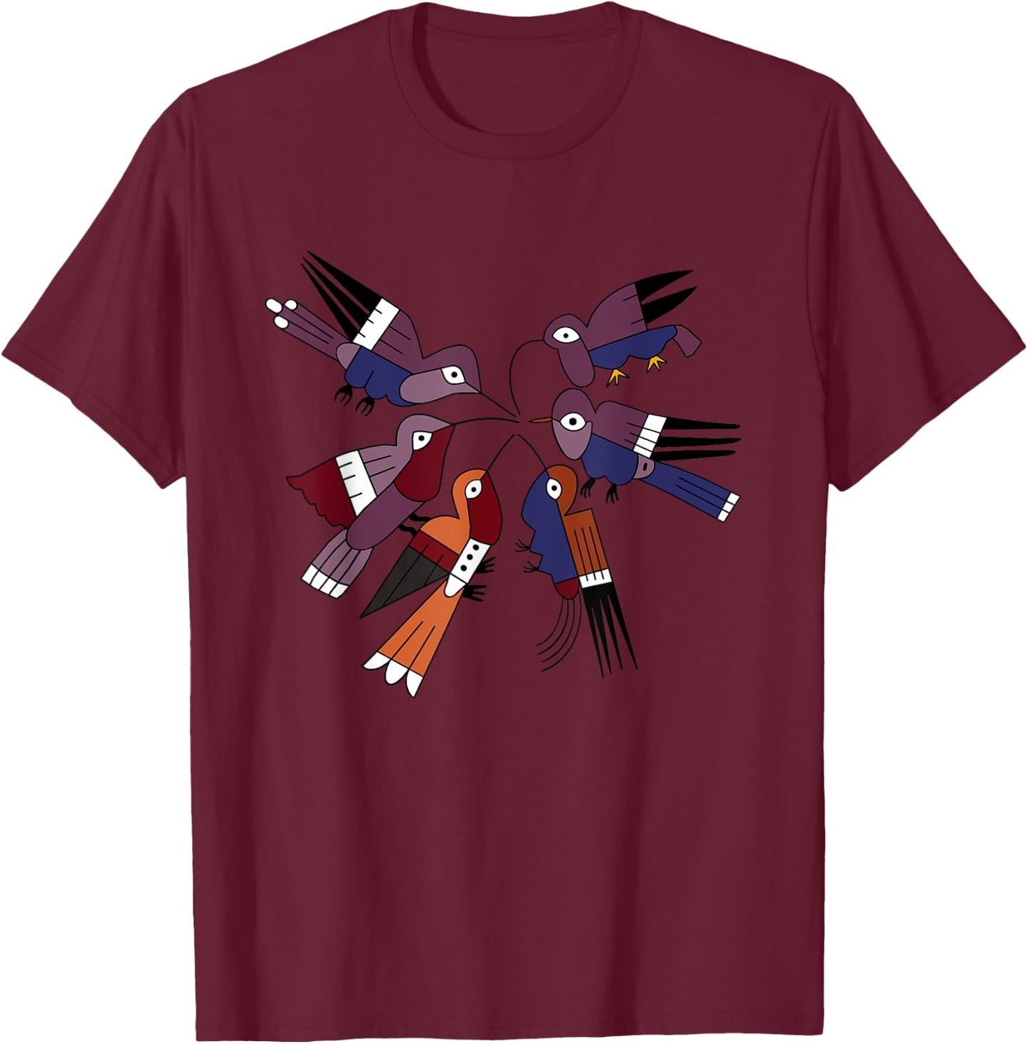 Nazca Hummingbird Tribal Ceramic Art Ancient Birds Peru Bird T-Shirt - T-Shirt | Maroon