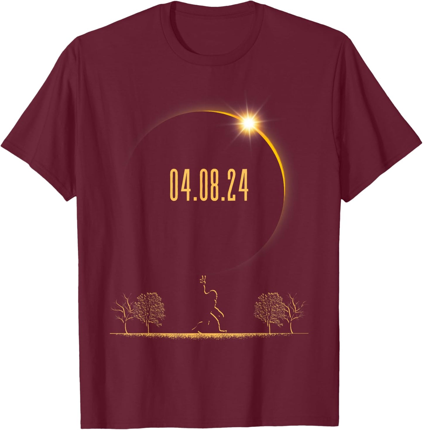 Bigfoot 04.08.24 Total Solar Eclipse 2024 T-Shirt - T-Shirt | Maroon