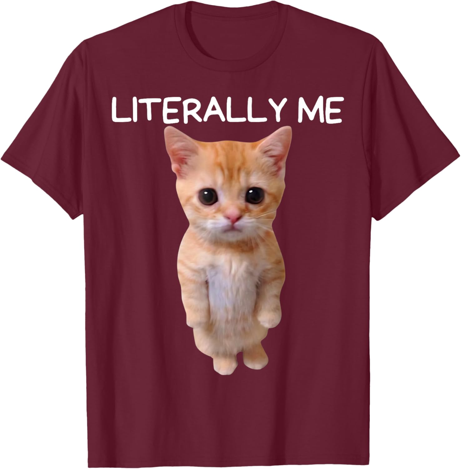Literally Me Cat Meme Funny Memes Internet Memes Gen Z Joke T-Shirt - T-Shirt | Maroon