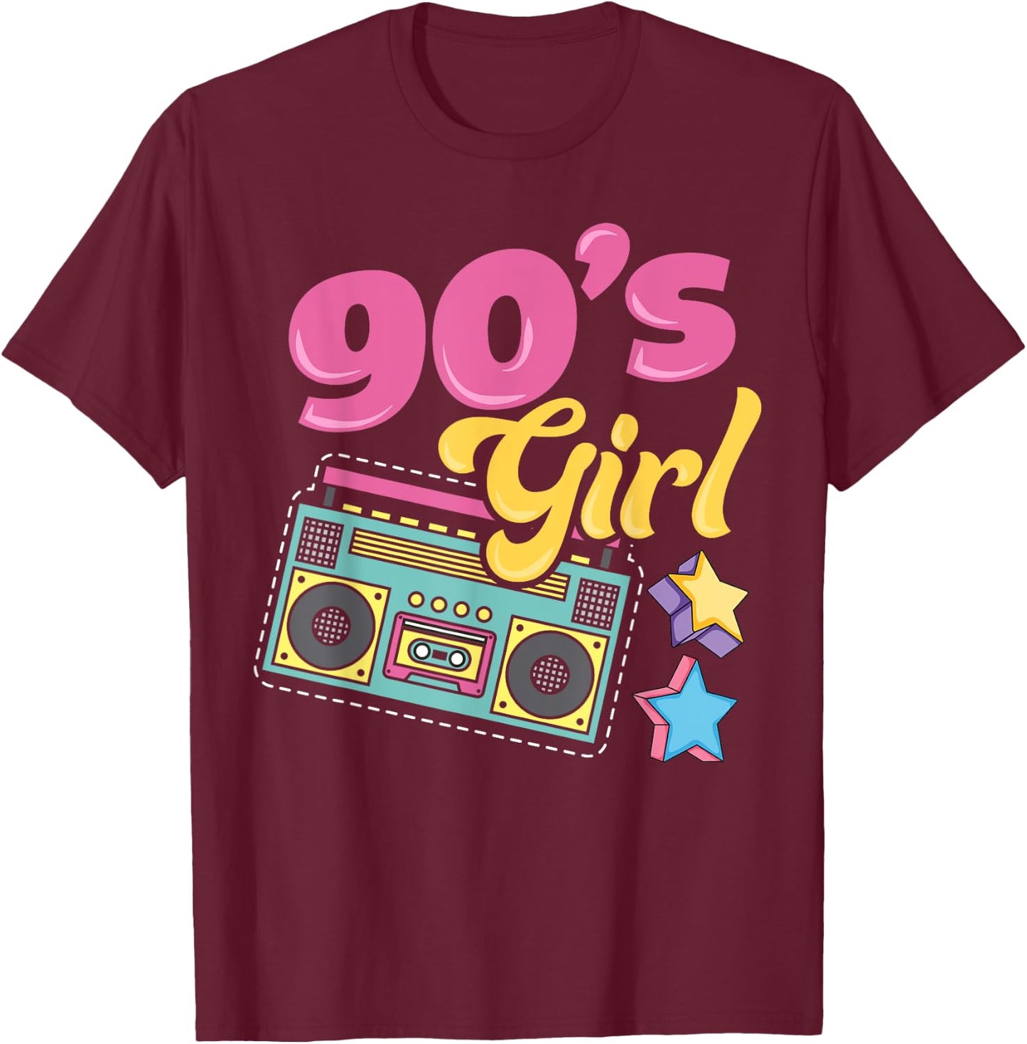 90s Party 90's Girl Party Outfit Costume Vintage Retro T-Shirt - T-Shirt | Maroon